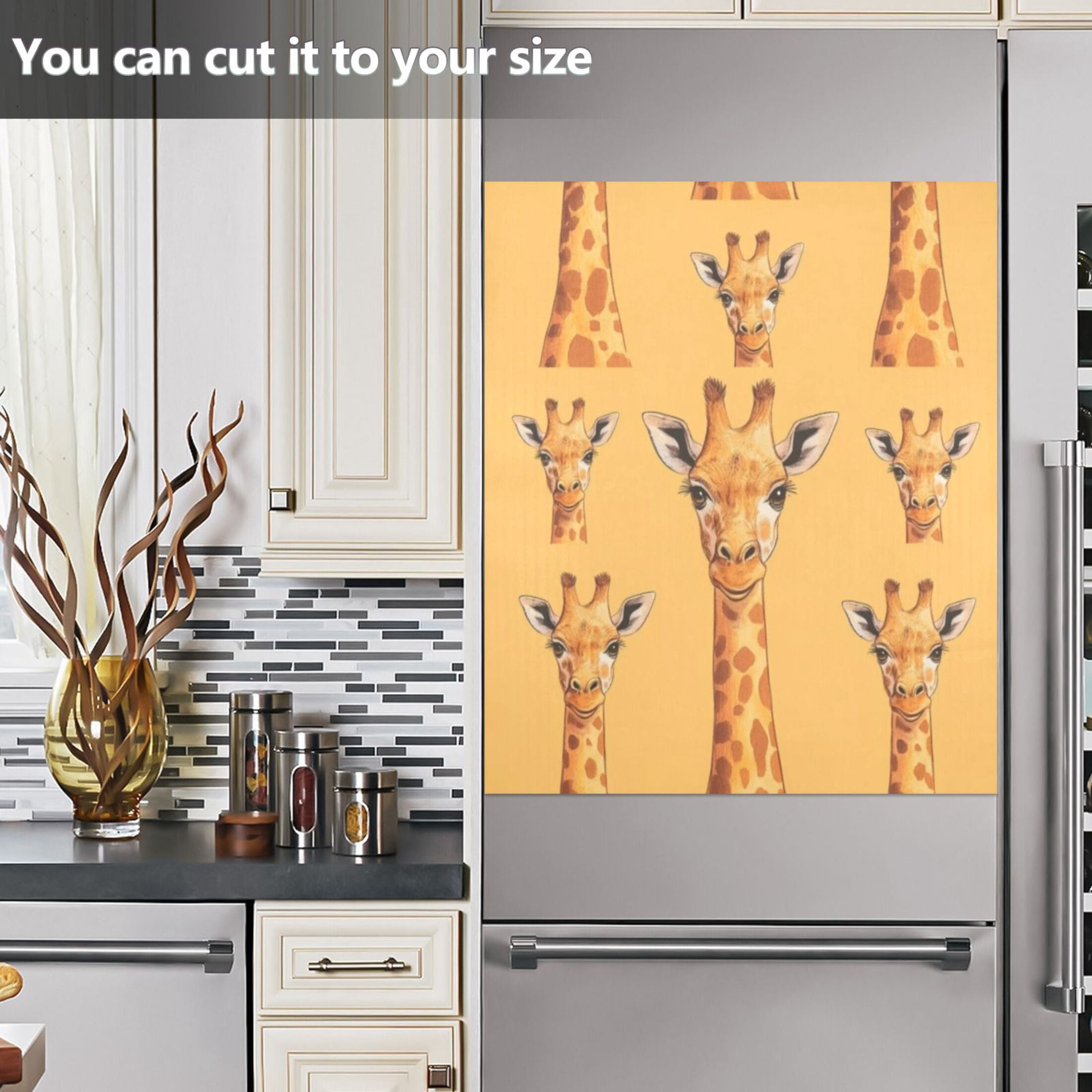 Dishwasher Magnetic Sticker 23x26 Inch Refrigerator Magnetic Sticker Washing Machine Magnetic Sticker Kitchen Panel Magnetic Sticker Home Decor Orange Cartoon Giraffe