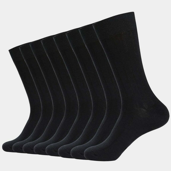 3-12 Pairs Men Solid Black Crew Dress Socks Casual Formal Cotton Size 10-13