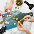 thumbnail image 4 of Hawaiian Cutting Board, Na Pali Coast on Kauai Island Water Sunshines Foggy Cloudscape Panorama, Decorative Tempered Glass Cutting and Serving Board, Wine Bottle Shape, Blue Green Brown, by Ambesonne, 4 of 5