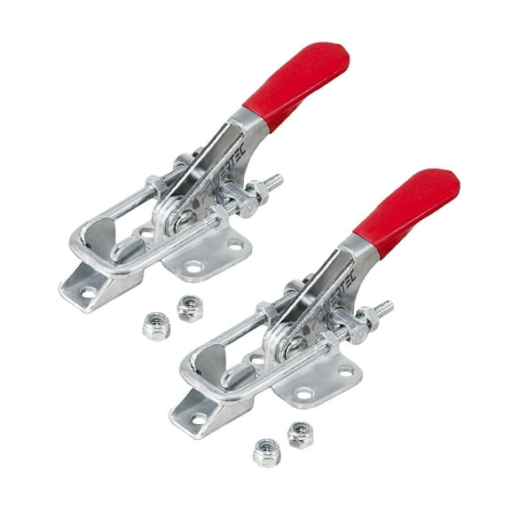 POWERTEC 2PK Toggle Clamp, 400 lbs Holding Capacity, 323 Adjustable U Bolt Latch w/ Antislip Hand Grip for Woodworking Jigs & Fixtures, Smoker, Tire Carrier, Tool Box, Cabinet (20310-P2)