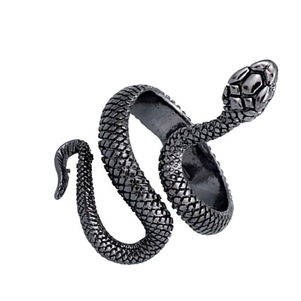Qarigey Anillos Vintage chapado personalidad exagerada estereoscópico anillo de moda accesorios joyería para hombre verano diario Ropa, zapatos y accesorios Miscelánea Serpiente negra Qarigey AP010555-02