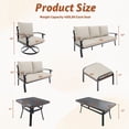 thumbnail image 6 of HOMREST Patio Furniture Sets 4 PCS Outdoor Metal Conversation Sets, 360 Degree Swivel Rocking Chairs Patio Conversation Set with Coffee Table and 3-Seat Sofa for Garden, Deck and Poolside, 6 of 8
