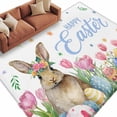 thumbnail image 2 of Easter 5'x8' Area Rug for Living Room, Pink Tulip Flowers Spring Watercolor Bunny Floral Washable Non-Slip Rugs for Bedroom Nursery Dining Room, Low-Pile Kitchen Carpet Large Entryway Rugs, 2 of 9