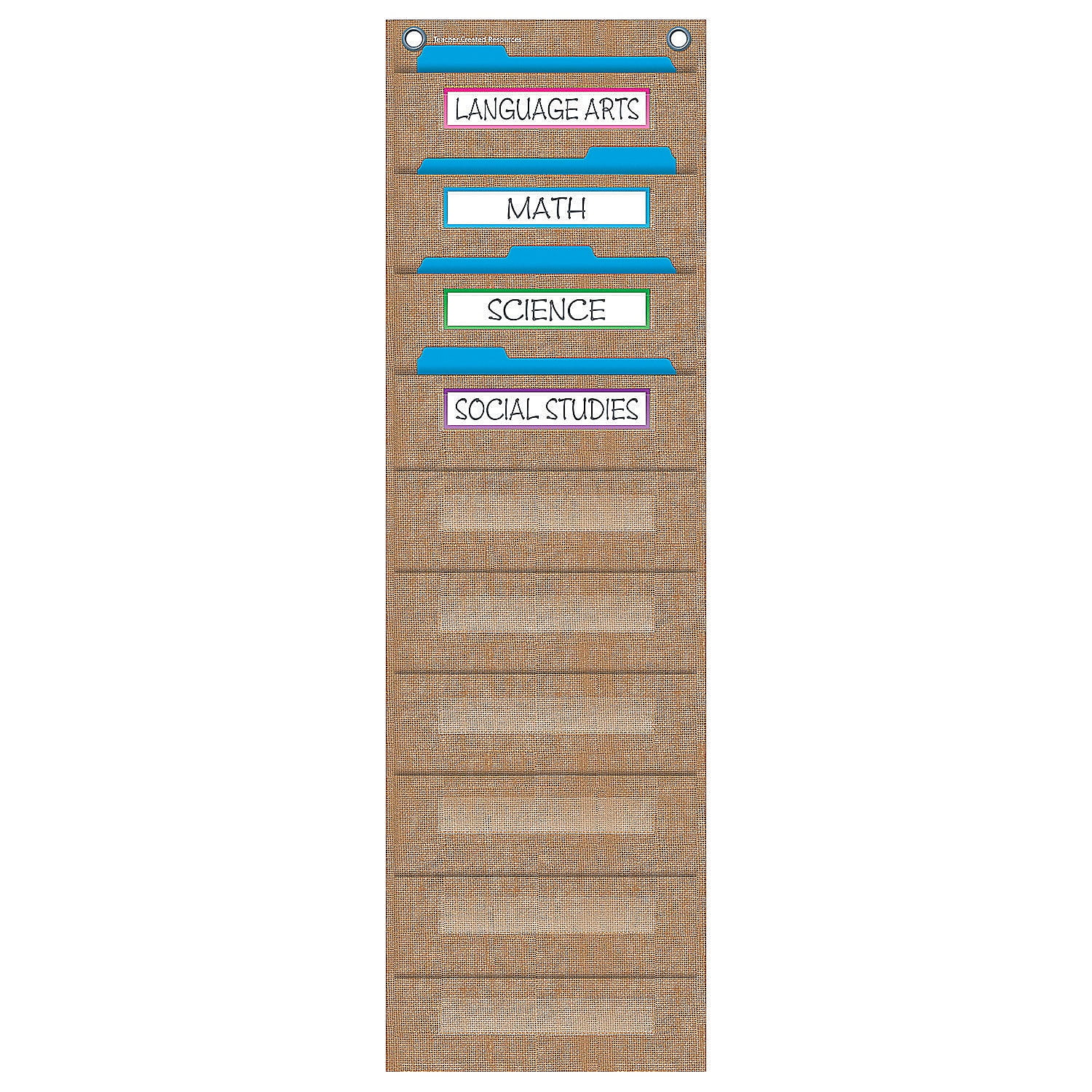 Burlap File Folder Storage Pocket Chart 1 Piece