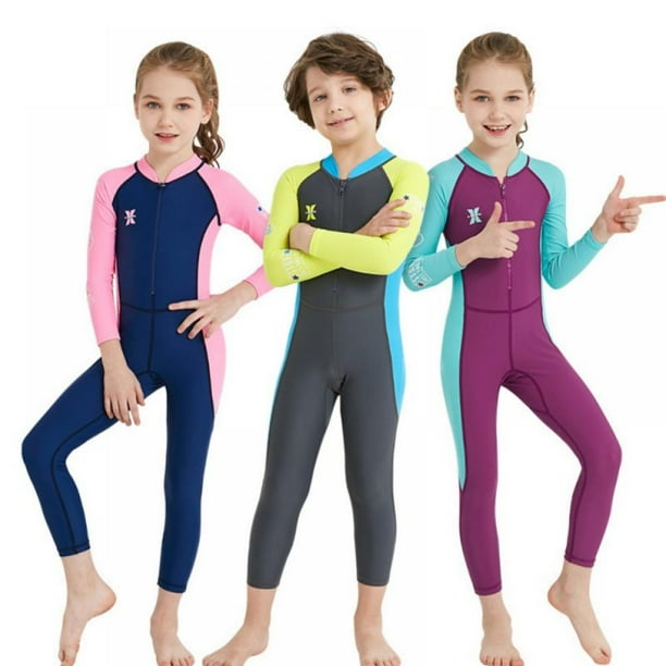 Kids Girls Boys UV Protection Swimsuits 2.5mm Neoprene Keep Warm Wetsuit Long Sleeves Diving