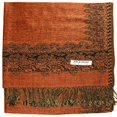thumbnail image 4 of Falari Women's Large Double Layered Pashmina Shawl Wrap Border Pattern Scarf Mustard, 4 of 4