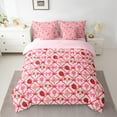 thumbnail image 2 of Manfei Girly Pink Bow-tie Bedding Comforter Set 7-Piece, Cartoon Fruit Strawberry King Bedding Sets, Kawaii Floral Reversible Bed Sheets, Super Cozy Room Decor, 2 of 7