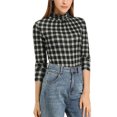 thumbnail image 1 of INSPIRE CHIC Blouse Décontractée à Carreaux pour Femme à Col Roulé Ajustée à Manches Longues, 1 of 6