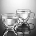 thumbnail image 4 of Juego de 2 tazas de café de vidrio de doble pared, tazas de café de vidrio transparente con asa, taza de café aislada, taza de café de borosilicato, resistente al calor, 4 of 4