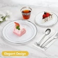thumbnail image 3 of 350 Piece Silver Dinnerware Set for 50 Guests, disposable Plastic Plates for Party, Include: 50 Dinner Plates, 50 Dessert Plates, 50 Paper Napkins, 50 Cups, 50 Silverware set, 3 of 6