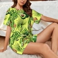 thumbnail image 4 of Wukai Kiwi and Avocado Print Women's Pajama Set - Short-Sleeve Top and Shorts with Elastic Waistband and Pockets for Loungewear, Yoga, and Casual Wear-Large, 4 of 8
