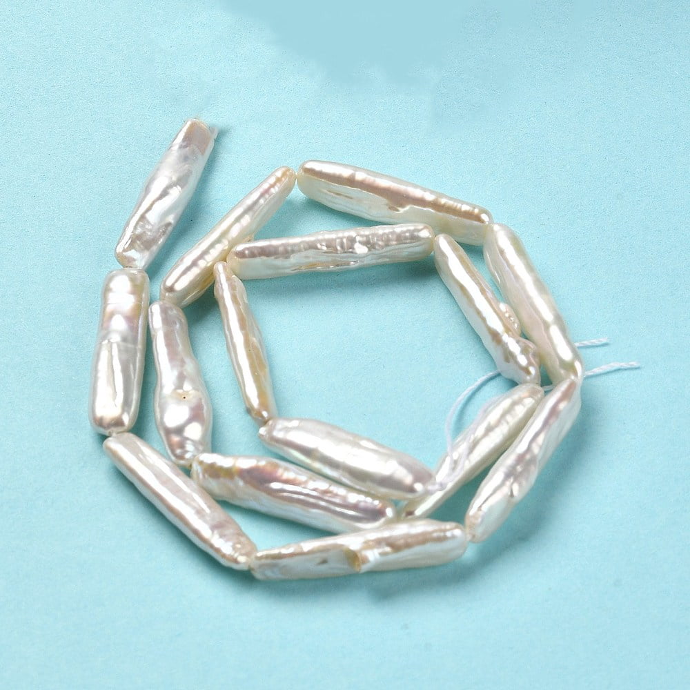 Natural Keshi Pearl Beads Strands Cultured Freshwater Pearl Oval Grade 8A Baroque Pearls Seashell color 5~24x5~8x3.5~5mm Hole: 0.8mm about 16~17pcs/strand 14.96~15.55 inch(38~39.5cm)
