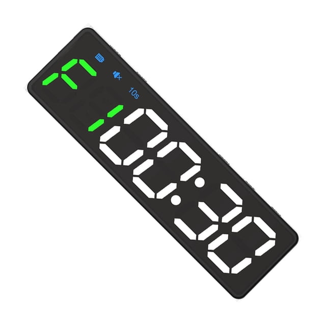 Bearachild El reloj magnético del gimnasio del contador de tiempo del intervalo personalizado para el control remoto incorporado del gimnasio en Electrónica marco negro Fuente verde y blanca.