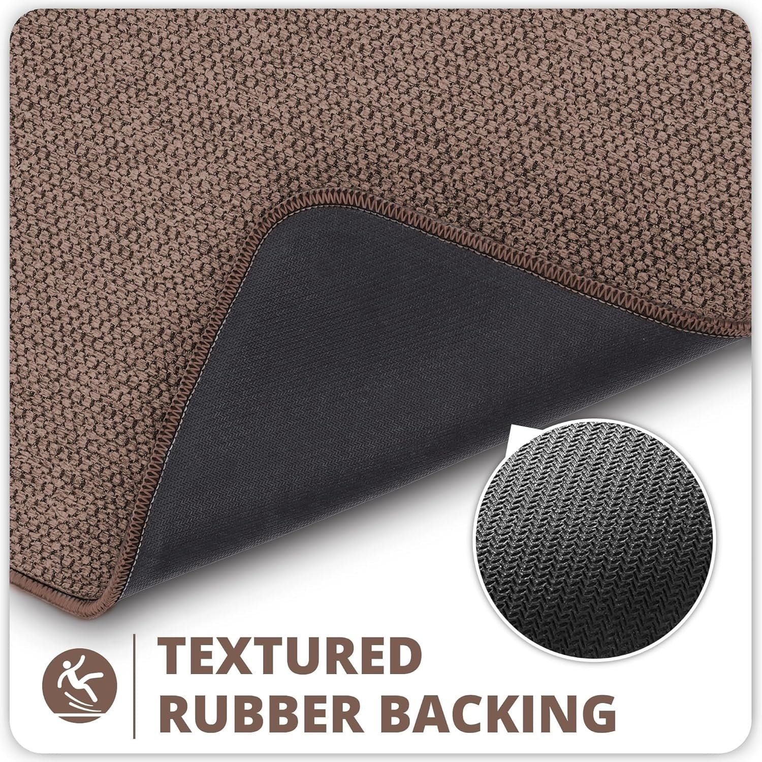 Bathroom Rug Set of 2, Toilet Rug, Quick Dry, Non-Slip, Machine Washable, Fit Under Doors, Absorbent Bathroom Rug（Brown 20" x 32"+20" x 24"，U）