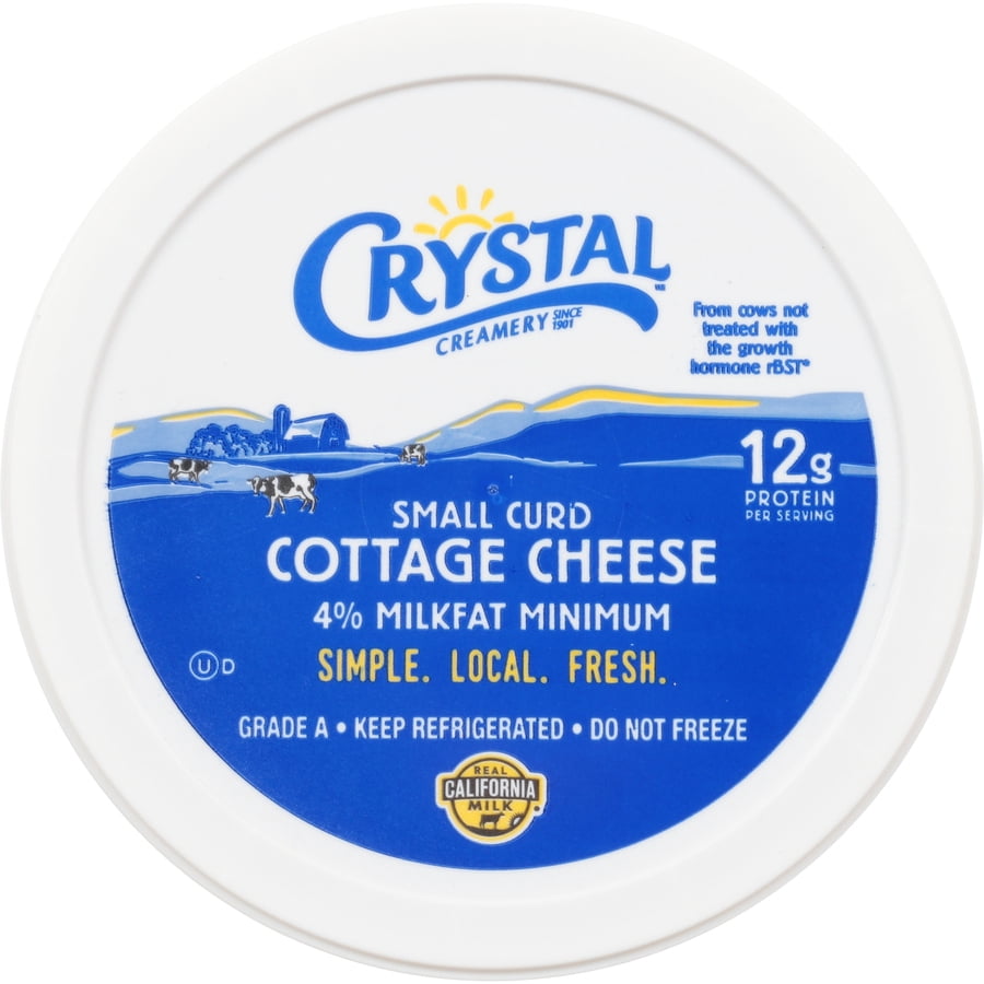 Crystal Creamery Small Curd 4% Milk Fat Cottage Cheese Plastic Tub 32 oz