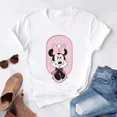 thumbnail image 3 of Camisetas de algodón de manga corta de verano para niños, camiseta rosa con letras de Minnie Mouse, fuente ABCDEFG, divertida y bonita para niño y niña, 3 of 5