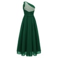 thumbnail image 2 of MSemis Kids Girls Elegant One Shoulder Wedding Bridesmaid Flower Girls Dress Green 10, 2 of 5