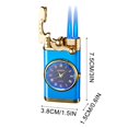 thumbnail image 3 of Dsseng Butane Torch Lighter  Double Fire Switching Lighter With Quartz Watch Metal Inflatable Windproof Blue Flame Lighter Fashion Gift Luminous  White, 3 of 5
