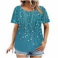 thumbnail image 1 of Mujeres Más Tamaño Manga Corta Tops, Moda Impresión Cuello Redondo, Camiseta Más Tamaño Blusa, 1 of 5