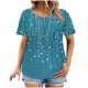 thumbnail image 1 of Mujeres Más Tamaño Manga Corta Tops, Moda Impresión Cuello Redondo, Camiseta Más Tamaño Blusa, 1 of 5