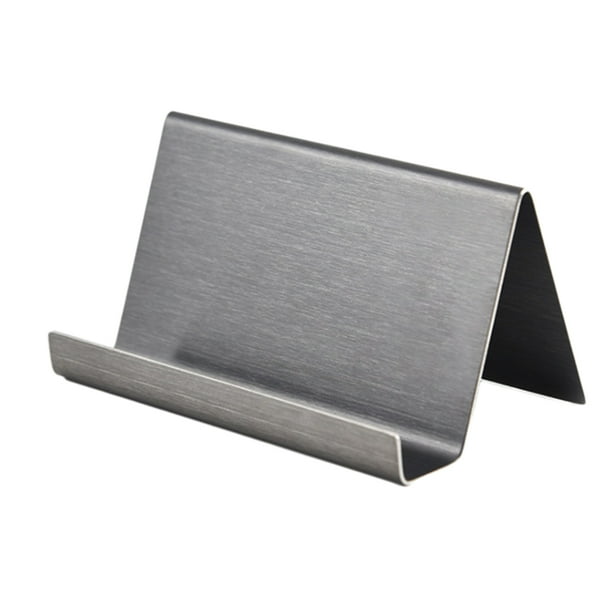 Methold Titular de tarjetas de visita de acero inoxidable Fácil de ordenar Titular de tarjeta de nombre comercial resistente y duradero cartulina cromo negro cepillado