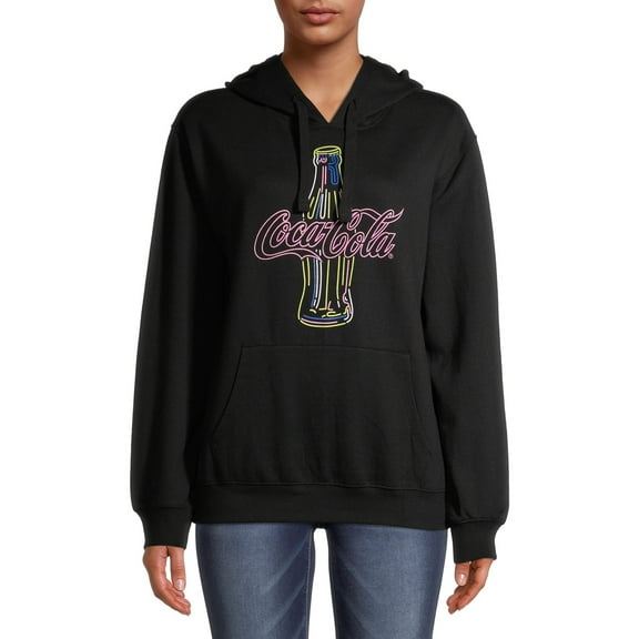 Coke Neon Juniors Graphic LS Hoodie Pullover Fleece