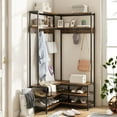 thumbnail image 4 of Costway Corner Garment Rack L-shaped Clothes Rack with Open Shelves & Adjustable Foot Pads Rustic Brown, 4 of 10