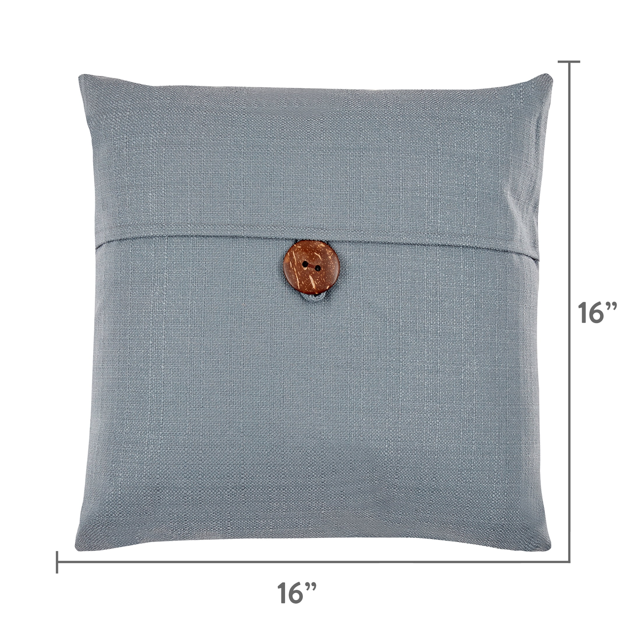 Mainstays Dynasty Square Coconut Button Accent Decorative Throw Pillow, 18" x 18", Gray Flannel