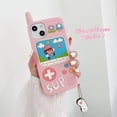 thumbnail image 2 of HAHDAXIA Retro Phone Case for iPhone ,Kawaii 3D Cartoon Retro Classic Cellular Phone with Keychain Soft Silicone Shockproof Protector Cute for Girls (Pink, iPhone 14), 2 of 7