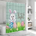 thumbnail image 6 of Easter Rabbits Shower Curtain, Waterproof Shower Curtains for Bathroom, Watercolor Eggs Cute Bunny Grass Flowers Blue Washable Fabric Bathtub Curtain Set Bath Decor with 12 Hooks Long 72"x84", 6 of 8