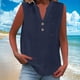 thumbnail image 2 of Camisas de vestir para mujer,Camiseta de tirantes de lino con cuello en V para mujer, detalle de botones y bolsillo en el pecho, blusa informal sin mangas para estar en casa, sopatenor, 2 of 9