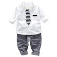 thumbnail image 2 of Toddler Kids Baby Boy Long Sleeve Necktie Outfits Set Shirt Top + Trousers Pants Children Formal Clothes, 2 of 6