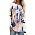 thumbnail image 2 of Pntutb Camiseta suelta de manga larga con cuello redondo y paisaje natural con estampado de animales en 3D para mujer Pntutb Pntutb-2868, 2 of 5