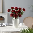 thumbnail image 3 of 12pcs Red Roses Artificial Flowers,Realistic Long Stem Fake Silk Roses Bouquet for Party Home Wedding Centerpiece Office DIY Decor（Burgundy）, 3 of 5