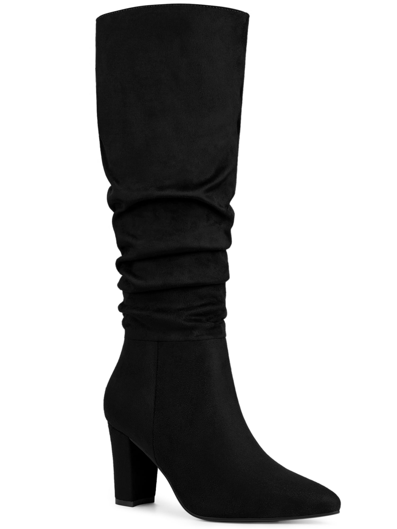 Women's Almond Toe Ankle Boots - Mid Calf, High Heel, Fashion Dress Boots For Fall & Winter