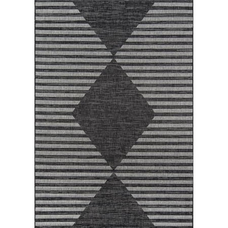 Skyline Decor Charcoal Villa Rugs in Rectangle Shape - Big Charcoal 2 x 6 Runner 6 Runner Indoor Outdoor Runner Rectangle Runner
