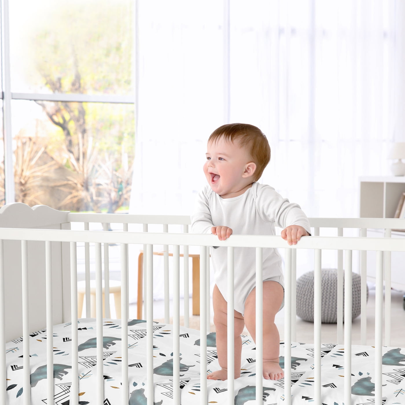 Sweet Jojo Designs Bear Mountain Blue and Black Fitted Crib Sheets 2 Piece Set