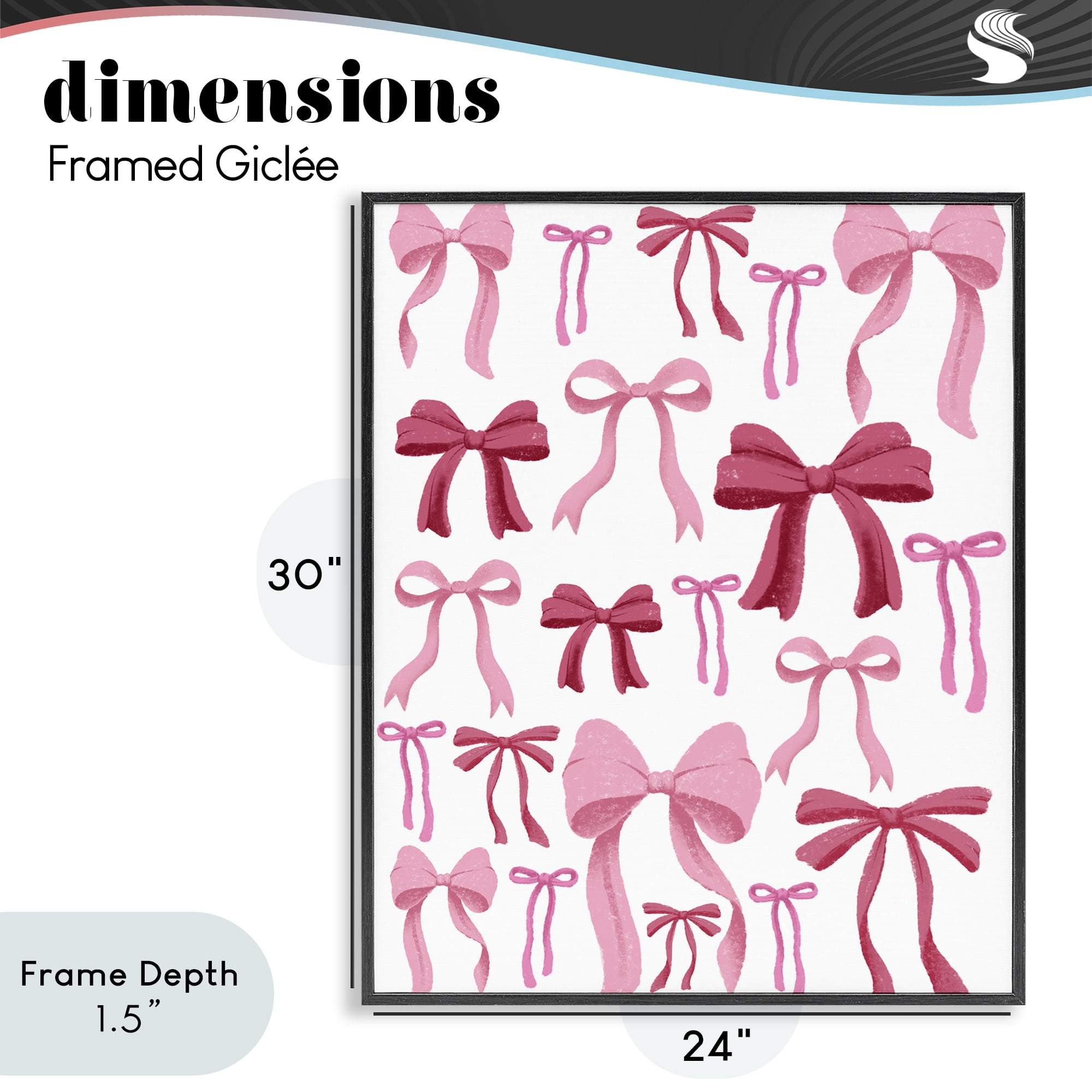 Stupell Industries Bows All Over Pink & Red Black Framed Giclee Art, design by Marcus Prime