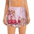thumbnail image 3 of Uemuo Flamingos In The Tropical Forest Pattern Women's Athletic Shorts High Waisted Running Shorts with Liner Pockets Gym Elastic Workout Shorts-Large, 3 of 9