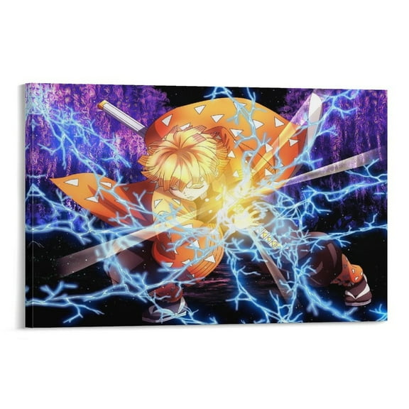 Zenitsu Agatsuma Posters Wall Art Painting Canvas Gift Living Room Prints Bedroom Decor Poster Artworks 24x36inch(60x90cm)
