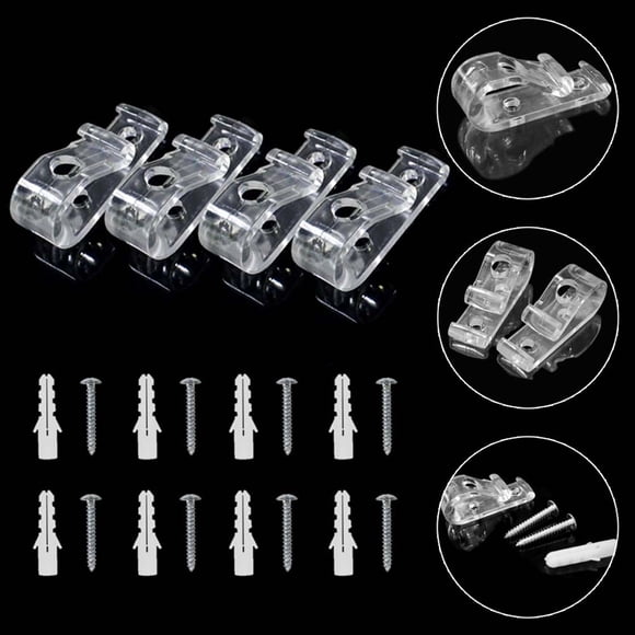 LEFU for Child Safety Blind Clip Hooks for Curtain Vertical Roman Shades Chain 4PCS Clear Plastic Heavy Duty Cord Cleat Tension Device Wall Mount Fastener