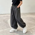 thumbnail image 5 of Bixock Toddler Boys Sweatpants High Waist Straight Leg Pants Kids Soild Color Loose Casual Joggers Pants Soft Comfortable Workout Outdoor Daily Wear Boys Clothings Size 11-12Years, 5 of 6