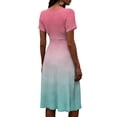 thumbnail image 6 of Minjewel Women's Gradient Mini Dress with V-Neck Short Sleeve - Ombre Summer Dress, Loose Flowy Beach Party Outfit, Comfy Vacation Top,Light Green,M, 6 of 6