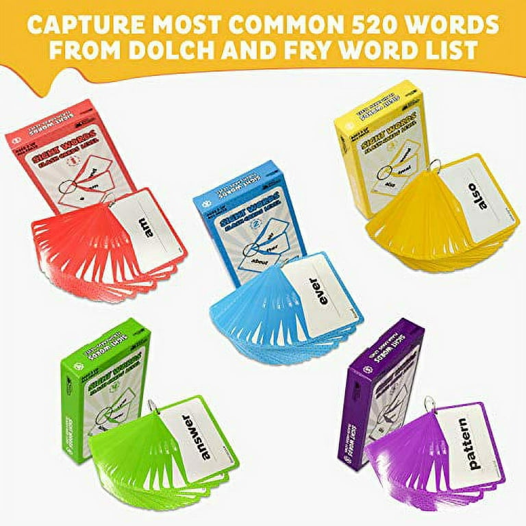 Sight Words Flash Cards 520 Word Set: Educational Abc Alphabet Letter  Flashcards Homeschool Kindergarten Learning, Read Site Language Activities  Toddlers Preschool Kids Games Ages Years 