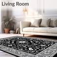 thumbnail image 2 of ODIKA 5'x7' Machine Washable Non-Slip Area Rug, Carved Floral Shag Decorative Luxurious Elegant Textured High Traffic Rug with Pad, Black, 663378, 2 of 8