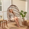 thumbnail image 4 of RADIATA Patio Hanging Egg Chair Without Stand, Foldable 5" Thick Cushion Wicker Rattan Egg Swing Chair, Indoor Outdoor Patio Porch Balcony Chair for Ceiling Tree Pergola Hanging, 350 lb, Brown, 4 of 10