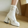 thumbnail image 6 of Mostsola Gothic Boots for Women Block Heel Lace up Combat Boots Square Toe Platofrm Heels, 6 of 9