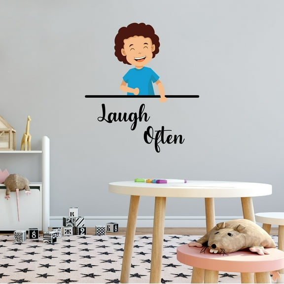 Home Wall Decal - Laugh Often - Cute Quote Design Cute Laughing Boy with lively Laugh Often Quote - Proudly Hand Made Decal - Size: 27 In(W) x 30 In(H)