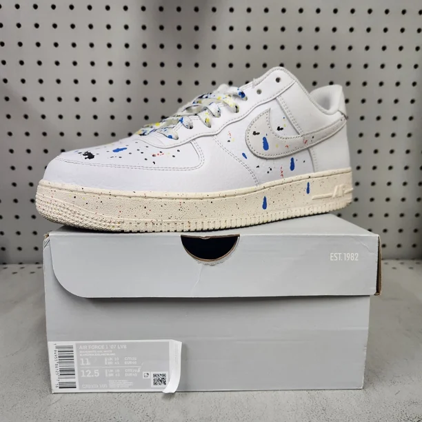 2021 Ni&ke AIR FORCE 1 PAINT SPLATTER MENS SZ 11 CZ0339 100 WHITE SNEAKERS S1