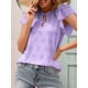 thumbnail image 3 of Camiseta de mujer con cuello redondo y manga de mariposa con cordón Camisa con agujeros huecos CACAGOO Blusa de mujer, 3 of 7